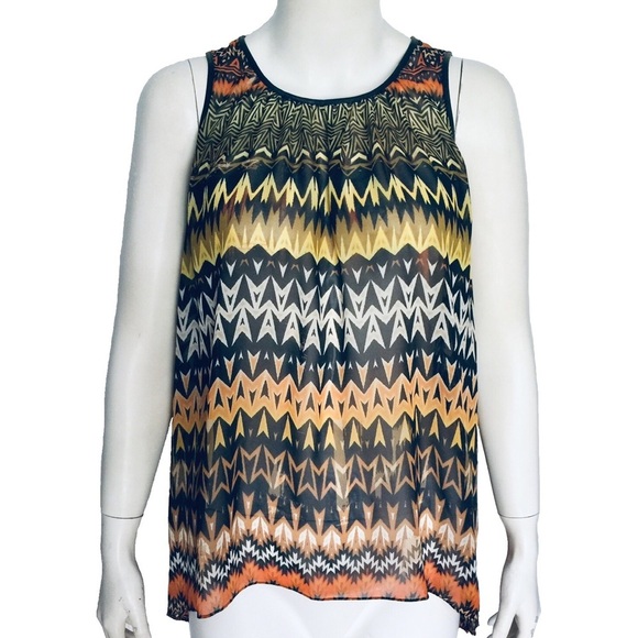 VINCE CAMUTO TANK TOP HI LO SHEER STRIPED SIZE S - Picture 1 of 8